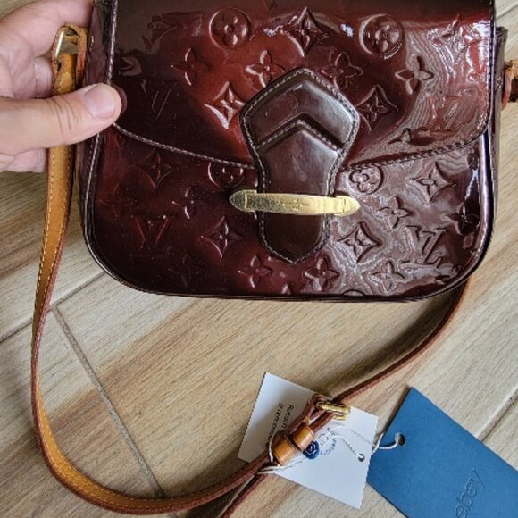 Louis Vuitton Vernis Amarante Patent Leather Bellflower Crossbody Handbag PM - Picture 7 of 11
